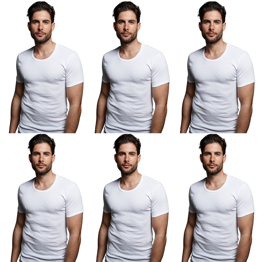 DON ALGODON | Pack de 6 Camisetas Interior de Manga Corta Blanca | 100% Algodon | Transpirable | 4 Tallas | Se Adapta al Cuerpo | Suave y Confortable | Acabados Reforzados | Hilo Compacto