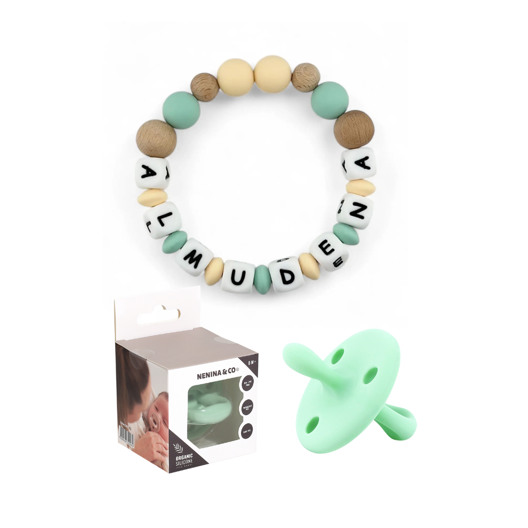 Set Diamond Nenina & Co: Chupete Diamond con Tetina Fisiológica + Mordedor Personalizado