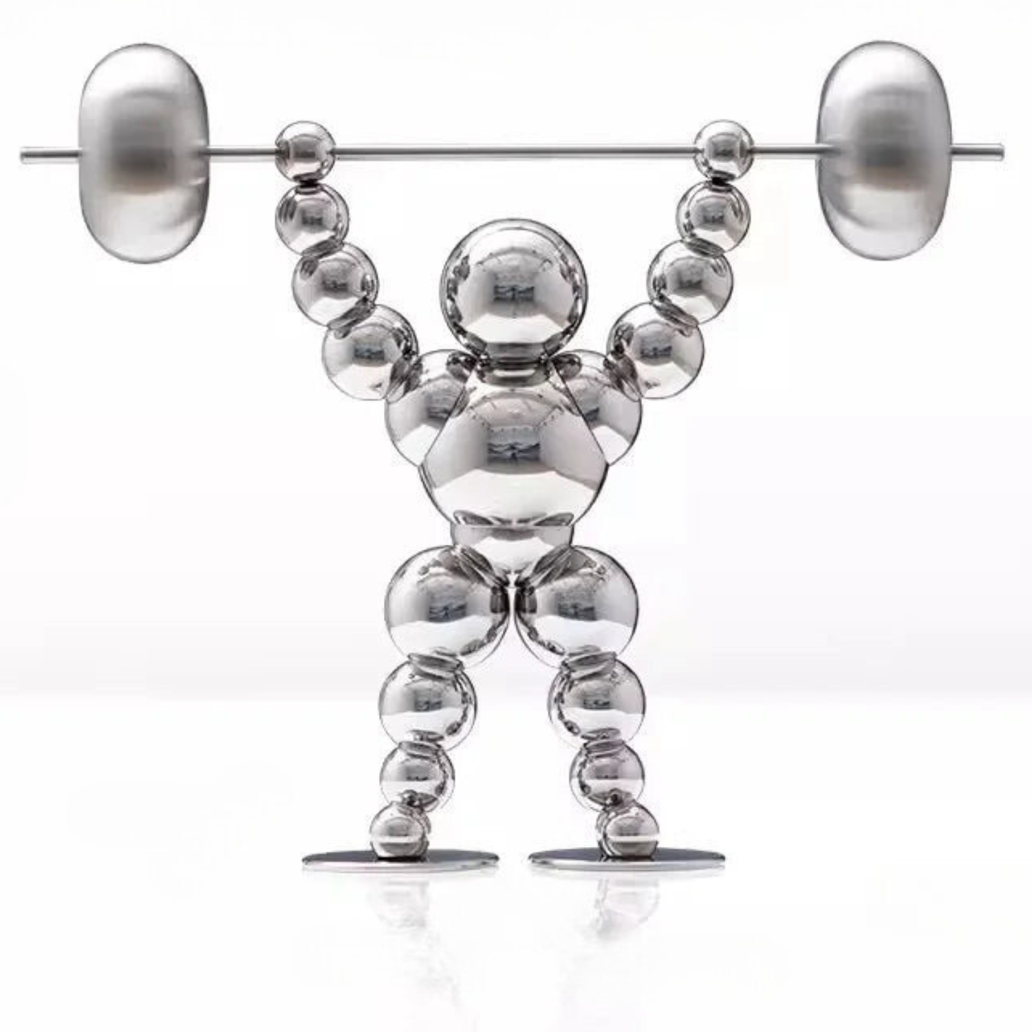ArtZ® Abstract Weightlifter Stainless Steel Sculptures - Silver / Finish