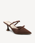 Bowtention Pointed Toe Heeled Mule - Brown / US 11 | EU 42.5 | UK 9