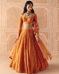 Burnt Orange Panelled Lehenga Set By KYNAH, Luxury Indian Fashion & Bridal Wear