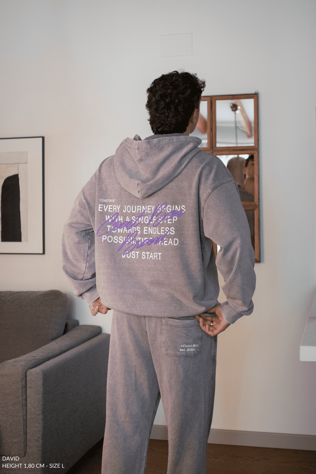 Washed Gray Wide Leg Joggers