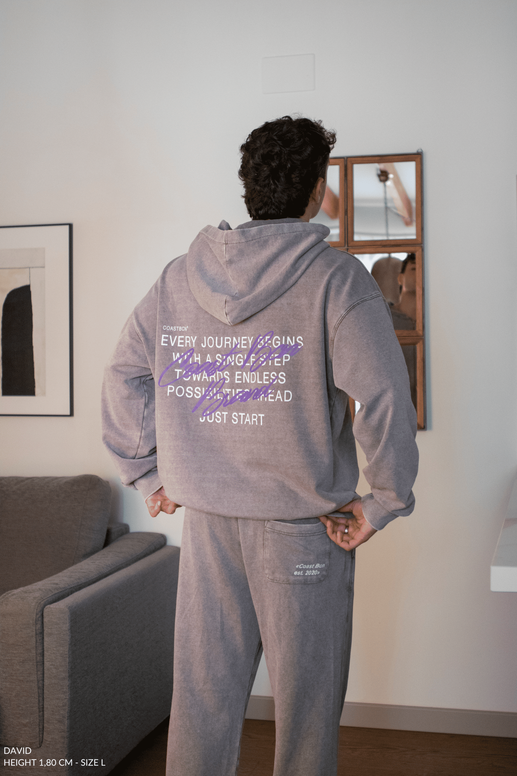 Washed Gray Wide Leg Joggers