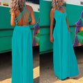 Solid Criss Cross Backless Maxi Cami Dress