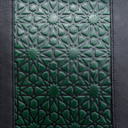 Leather Tote Bag Green and Black - Alhambra Pattern Embossed