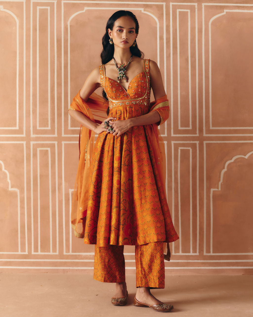 Burnt Orange Anarkali Set By KYNAH, Luxury Indian Fashion & Bridal Wear