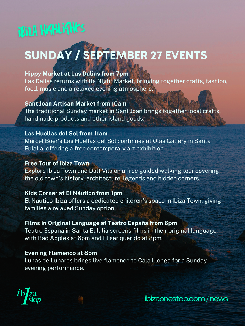 Sunday, September 27 in Ibiza and Formentera: Fira Marinera, Free Magiclown, Sant Miquel festivities, Art Exhibitions, World Tourism Day, Markets, Culture, Sport and More