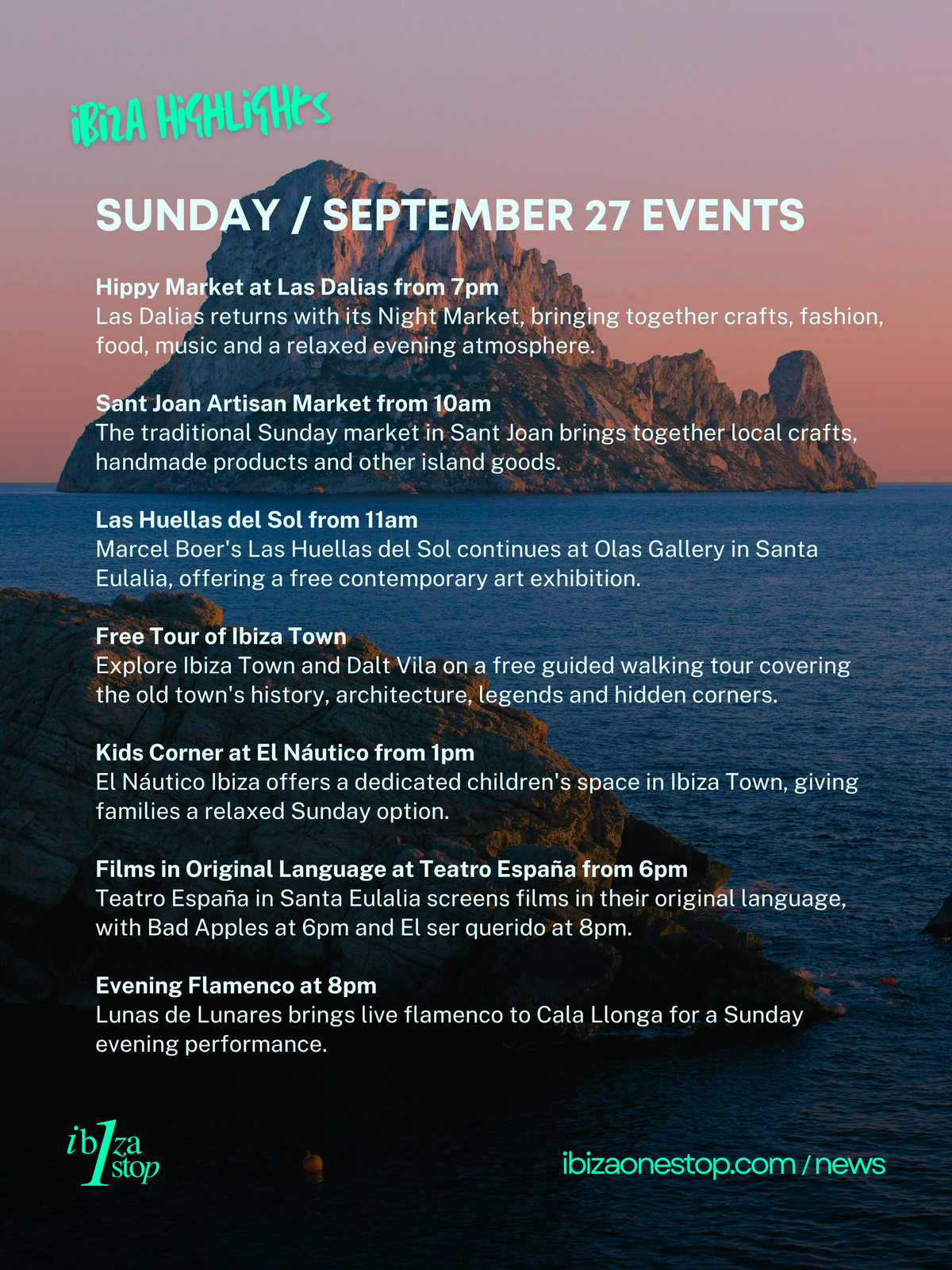 Sunday, September 27 in Ibiza and Formentera: Fira Marinera, Free Magiclown, Sant Miquel festivities, Art Exhibitions, World Tourism Day, Markets, Culture, Sport and More