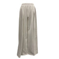 White Wide-Leg Pleated Crepe Pants with Elastic Waist | PR Sample