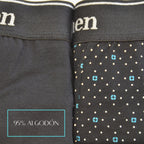 FEVI | Pack de 6 Boxers | 95% Algodón | 3 Lisos y 3 Estampados | Colores : Negro, Gris y Marino | Transpirables