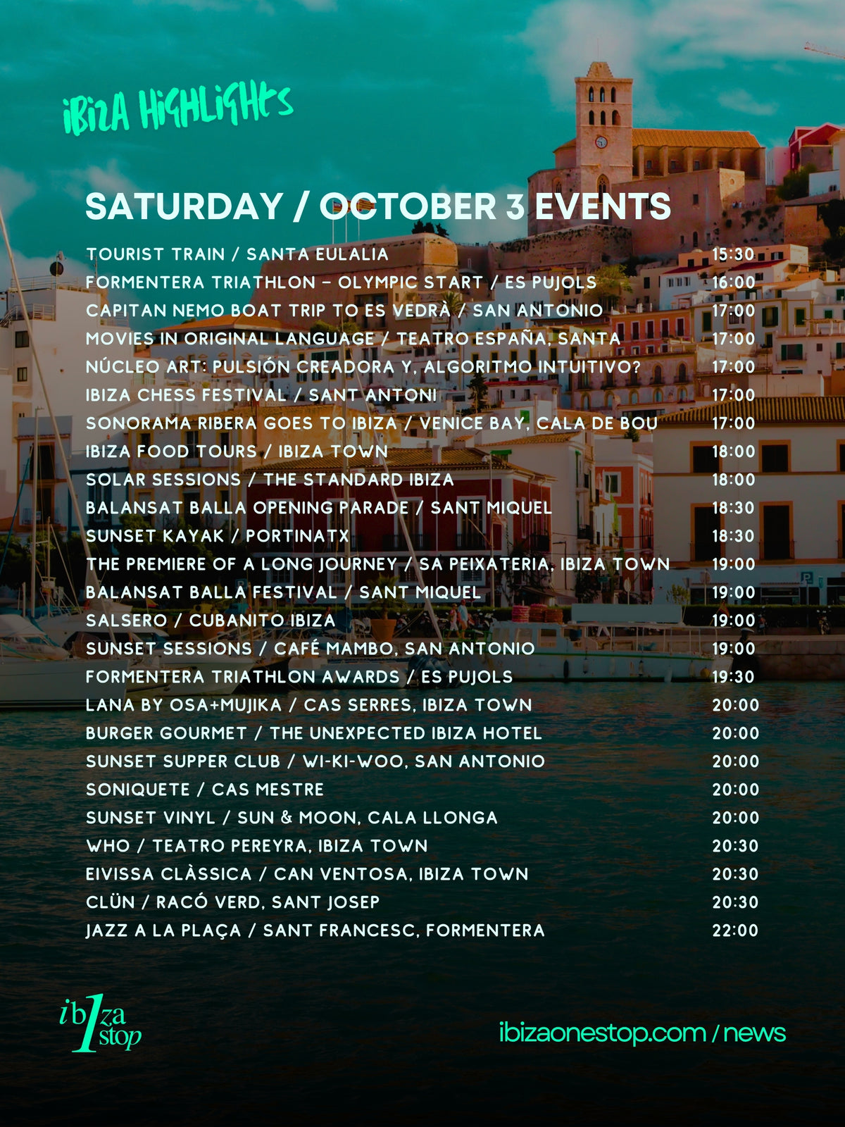 Sábado 3 de octubre de 2026 en Ibiza y Formentera: Sonorama, La Verbenita, Oktoberfest, Balansat Balla, deporte, mercados y mucho más