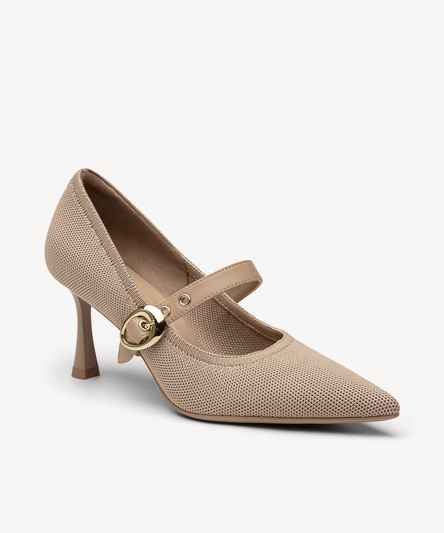 EternalPace Removable Strap Pointed Toe Heeled Pump - Apricot / US 8.5 | EU 39.5 | UK 6.5