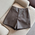 High Rise One Button Faux Leather Shorts