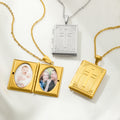 Personalizada Cruz Libro Relicario Collar con Fotos Navidad Cumpleaños Aniversario Regalo para Cristianos Mujeres