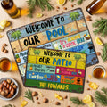 Letrero metálico personalizado de bienvenida a nuestra fiesta con nombre y lugar Decoración para el hogar Fiesta de verano Regalo de inauguración para la familia