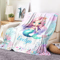 Fantasía personalizada sirena suave manta con nombre decoración del hogar regalo de cumpleaños para las niñas amantes de la sirena