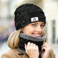 Personalizado de dibujos animados de punto Slouchy Beanie Hat y calentador de cuello Set con Inicial Actividad al aire libre accesorio regalo de cumpleaños para hombres mujeres