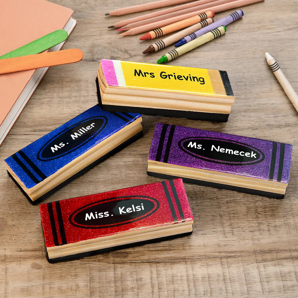 Lápiz personalizado con purpurina y diseño de crayón Borrador de pizarra con 2 rotuladores Día del Profesor Regalo de agradecimiento por la vuelta al cole para educadores