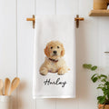 Toalla de Té Personalizada con Foto de Mascota Estilo Acuarela y Nombre Decoración de Cocina Uso Diario Regalo de Aniversario para Dueños de Mascotas