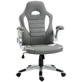 Swivel Computer Gaming Chair with 90° Flip-up Armrest, Adjustable Height, PU Leather, Grey