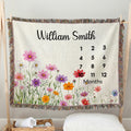 Personalizada Nacimiento Flor Borla Suave manta con nombre y fecha Decoración del hogar Baby Shower Cumpleaños Regalo para recién nacido Nueva mamá