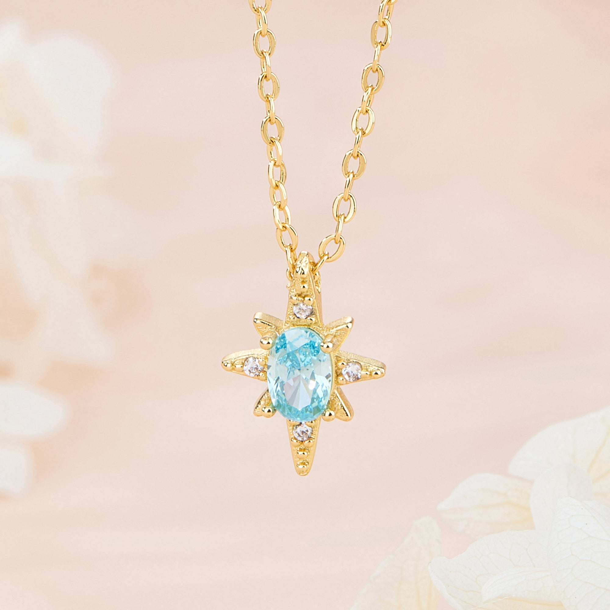 Personalizado Starburst Birthstone Collar Dainty Jewelry Daily Wear Birthday Gift for Mom Girlfriend