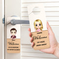 Colgador de puerta personalizado de dibujos animados con nombre y texto Pomo de puerta Decoración de cumpleaños Regalo de oficina para amigos de la familia