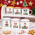 Taza esmaltada de 12 oz con borde de color y nombre Regalo de Navidad para niños y niñas