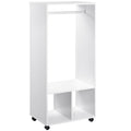 Open Wardrobe, Small Wardrobe on Wheels with Clothes Rail, 2 Storage Shelves, White