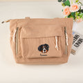 Personalizada Bordado Mascota Avatar Pana Cremallera Hombro Bolsa Tote con Nombre Viaje Accesorios Cumpleaños Navidad Regalo para los amantes de las mascotas Amigos