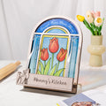 Personalizada Rose Tulip Vidrieras acrílico Cookbook Stand con el texto de Navidad Cumpleaños de regalo para los amantes de la cocina amante de la repostería