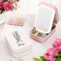 Personalizado ADN Nacimiento Flor Caja de joyería con el nombre y el cambio de color LED Espejo de maquillaje Día de la Madre Regalo de cumpleaños para el personal médico médico