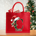 Gorro de Papá Noel de campana personalizado Bolsa de yute roja de gran capacidad con inicial y nombre Fiesta de Navidad Regalo para niños Adultos