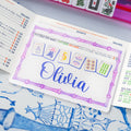 Lector de Línea Mahjong Acrílico Personalizado con Bordes de Bambú Acuarela y Nombre Accesorio Mahjong Regalo de Cumpleaños para los Amantes del Mahjong