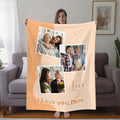 Personalizada Colorblock 3-9 Fotos Suave manta con texto Decoración del hogar Navidad Aniversario Cumpleaños Regalo para la familia Amigos