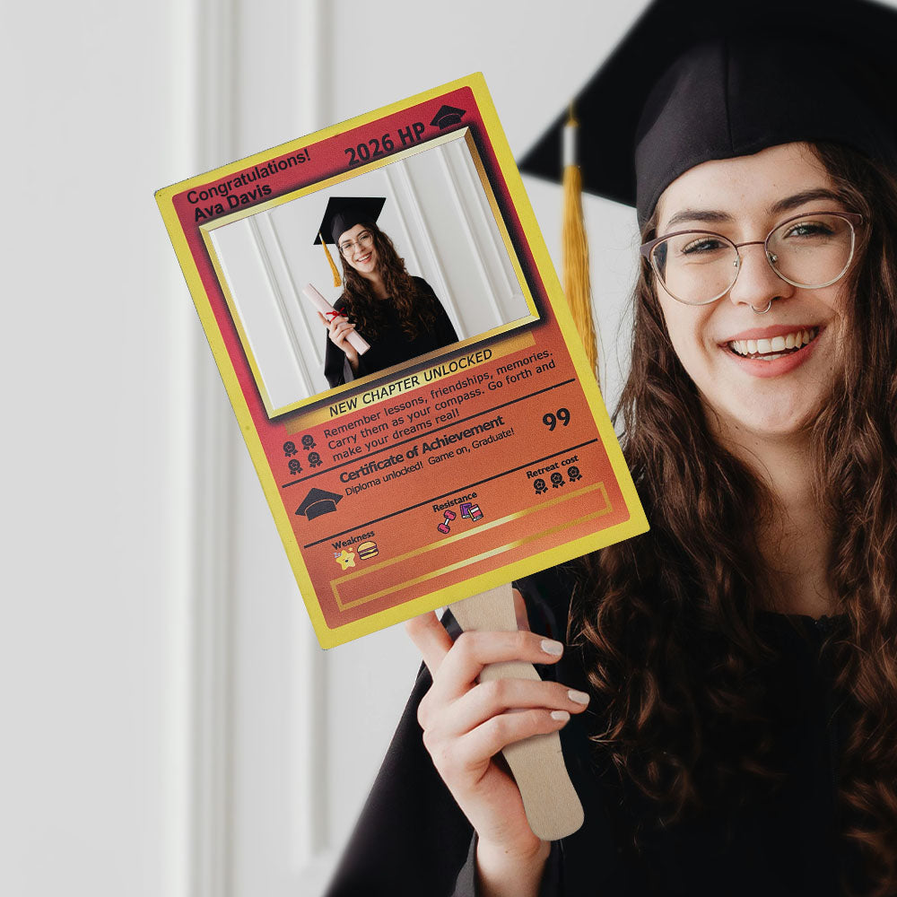 Juego personalizado de diseño de la tarjeta de graduación de mano abanicos de fotos con el nombre y el año de cumpleaños Fiesta de Graduación Favores Regalo para la Clase de 2026 Graduados