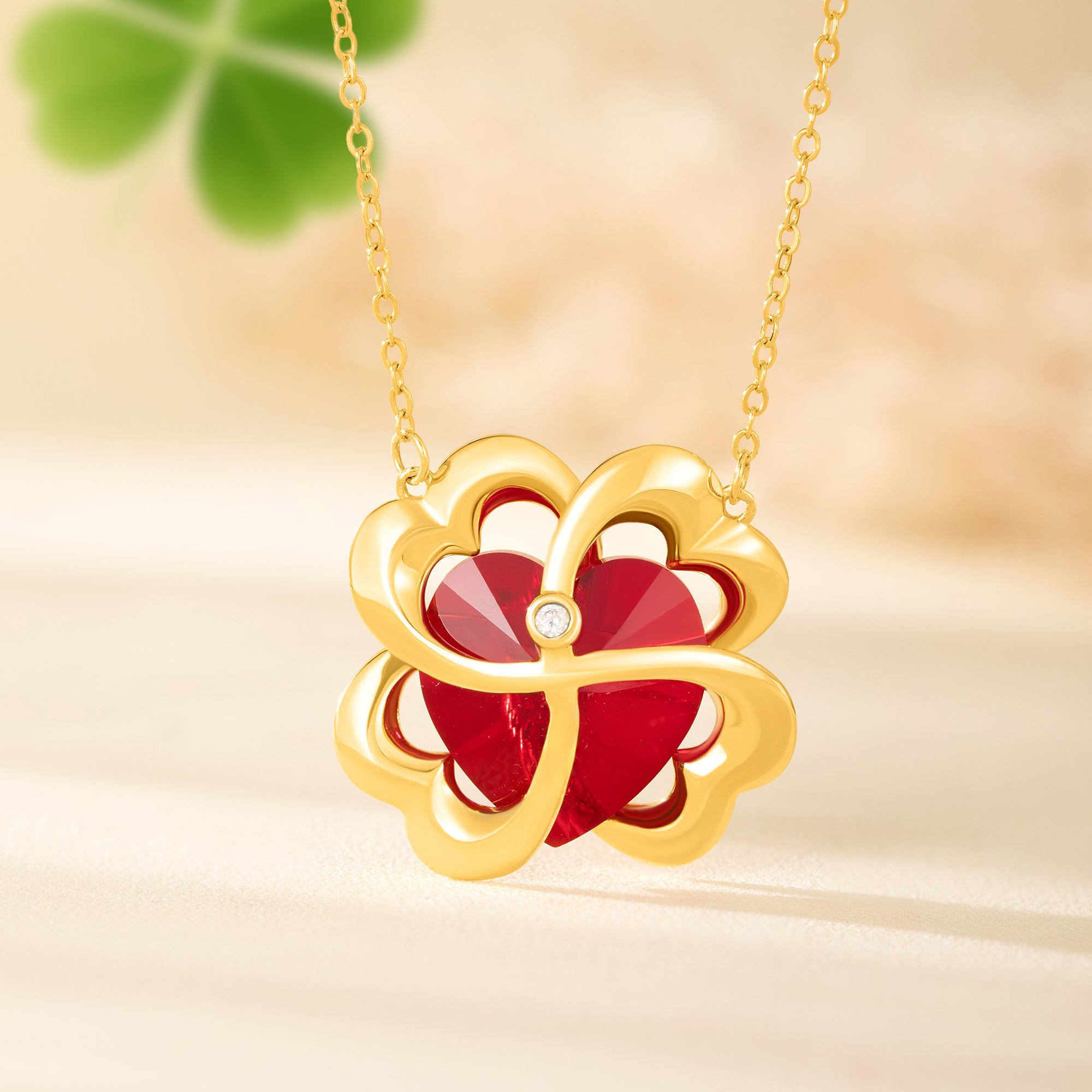 Personalizada de cuatro hojas del trébol en forma de corazón collar de piedras preciosas con piedra de nacimiento de Navidad Aniversario Cumpleaños Regalo para Mamá Novia Esposa
