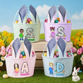 Huevo de Pascua personalizado Personaje de dibujos animados a rayas Cesta de Pascua con nombre e inicial Fiesta de Pascua Huevos de caza Regalo para niños