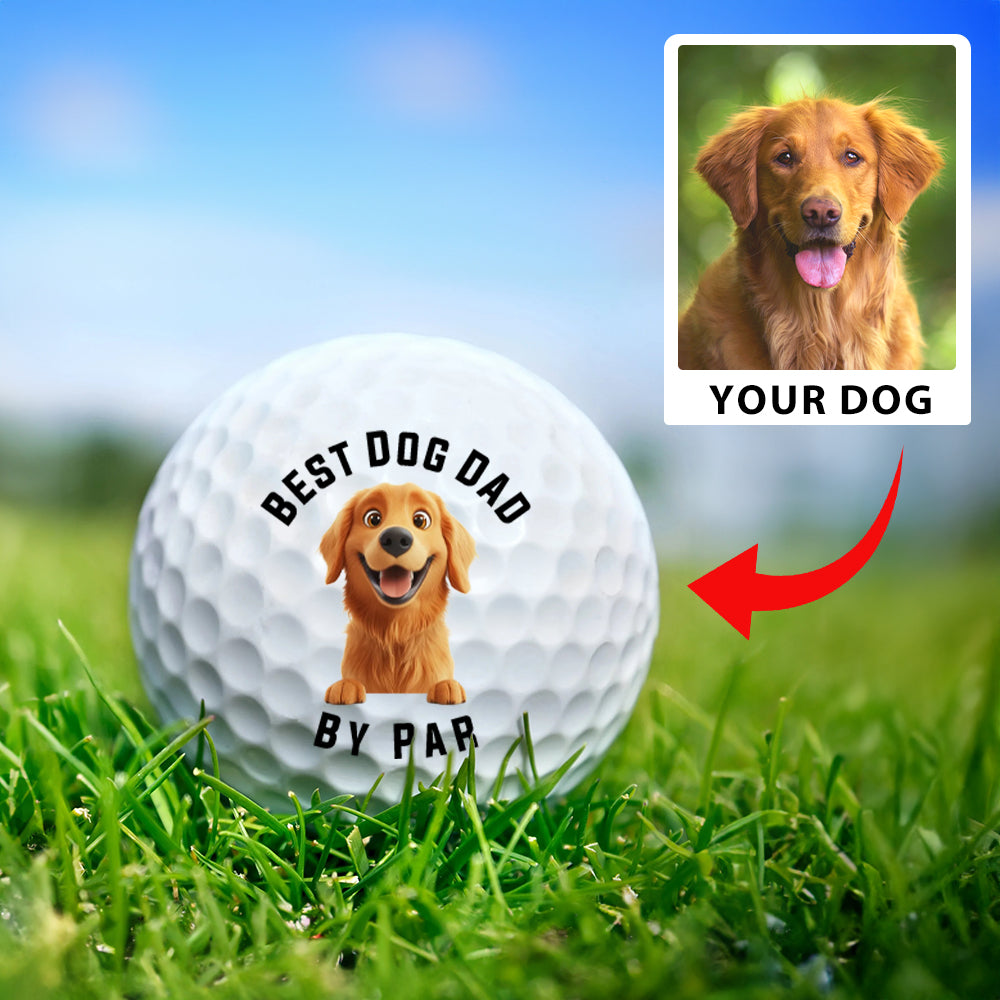 Pelota de Golf de Goma Blanda Personalizada en 3D con Dibujos de Perros y Título Regalo de Cumpleaños del Día del Padre para Papá Abuelo Jugador de Golf