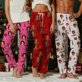 Pantalones de pijama personalizados con cara y foto, suaves para la piel, con nombre y cordón en la cintura Regalo de Halloween Navidad Cumpleaños para amigos de la familia