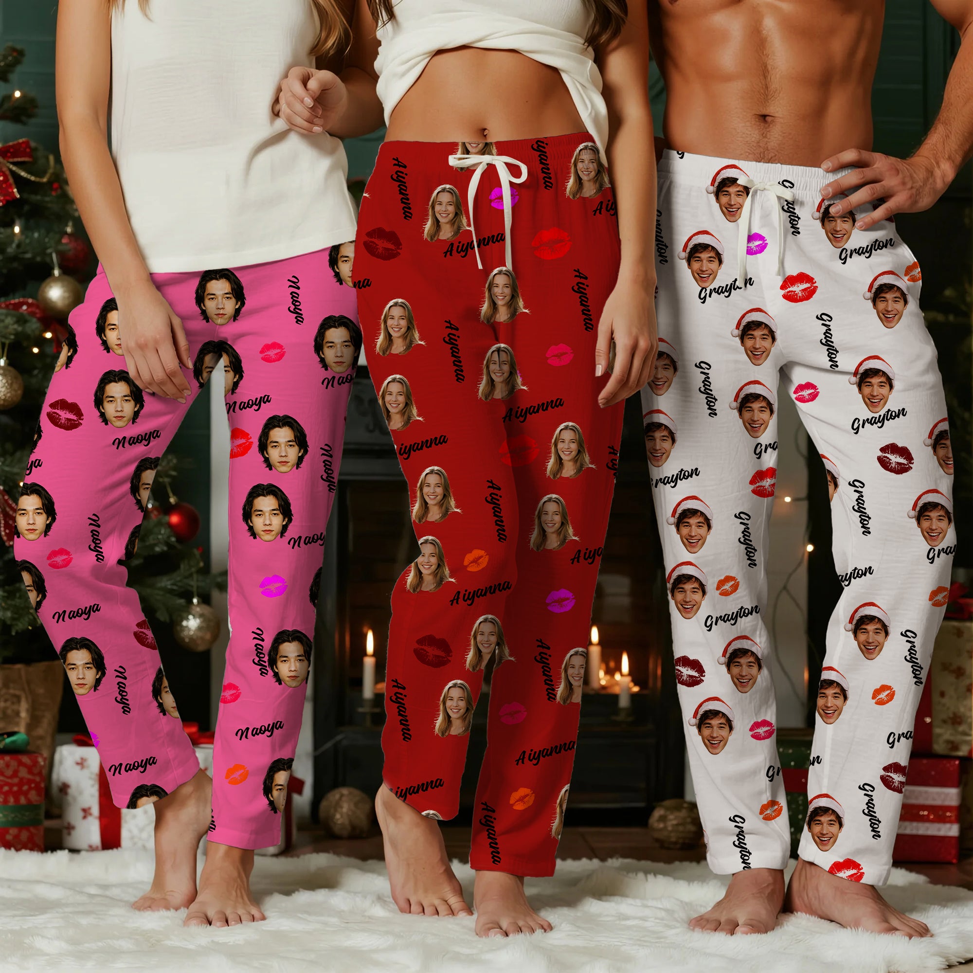 Pantalones de pijama personalizados con cara y foto, suaves para la piel, con nombre y cordón en la cintura Regalo de Halloween Navidad Cumpleaños para amigos de la familia