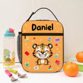 Bolsa isotérmica personalizada de dibujos animados de animales sonrientes con nombre para el almuerzo diario de viaje de vuelta al cole Regalo de cumpleaños para niños Niñas