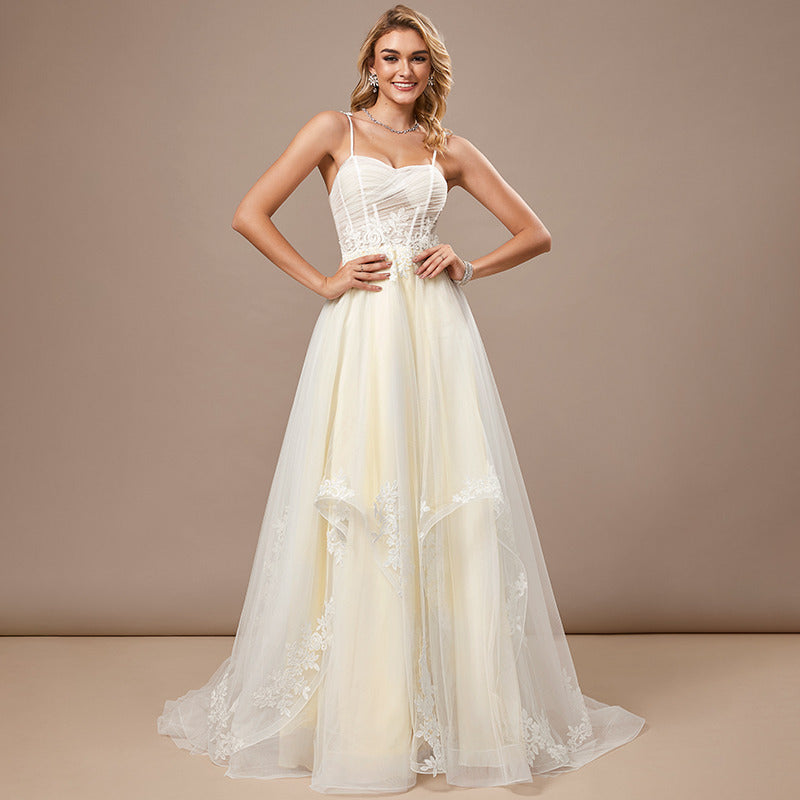 Bridal Wedding Dress Ivory-Cream Long Square A-line