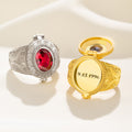 Personalizado Vintage Medieval Histórico Birthstone Veneno Anillo con Mensaje Secreto Aniversario Cumpleaños Regalo para Mujeres