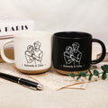 Taza de cerámica de 12 oz con asa y nombre Personalizada con foto de pareja estilo Line Art Regalo de aniversario de San Valentín para pareja
