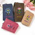 Personalizado Folk Art Flor Cartera de cuero de la PU portátil con titular de la tarjeta y el nombre Día de la Madre Cumpleaños de regalo para las mujeres