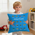 Camión de Construcción Personalizado Funda de Almohada Multicolor con Nombre Decoración del Hogar Regalo de Cumpleaños de Navidad para Niños Amantes de los Camiones