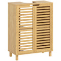Under Sink Bamboo Cabinet with Louvered Doors & Adjustable Shelf, Natural