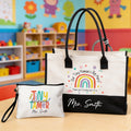 Personalizada Tiny Human's Tamer Bolsa Tote de Gran Capacidad Bolsa de Maquillaje Portátil con Nombre Uso Diario Guardería Preescolar Día del Profesor Regalo para Profesor