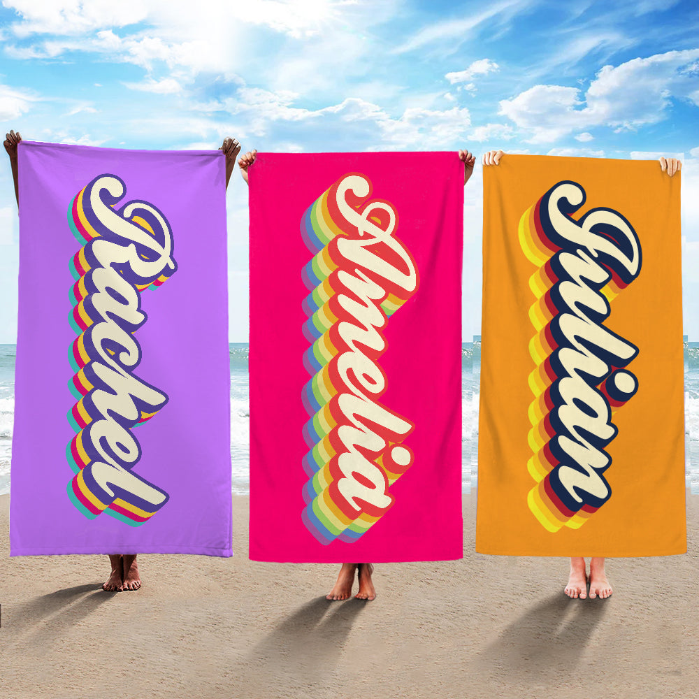Toalla de playa de gran tamaño, de secado rápido, personalizada, con múltiples sombras de colores, esencial para los viajes de verano, regalo de cumpleaños para la familia y los amigos